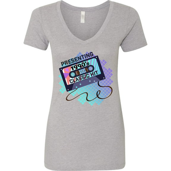 Inktastic Presenting 1990's Classic Hit Birthday Cassette Tape Women's V-Neck T-Shirt