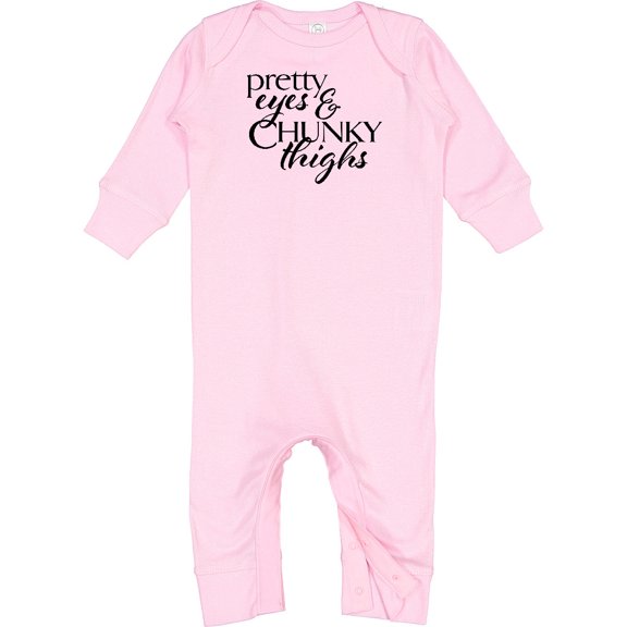Inktastic Pretty Eyes and Chunky Thighs Baby Romper Coveralls