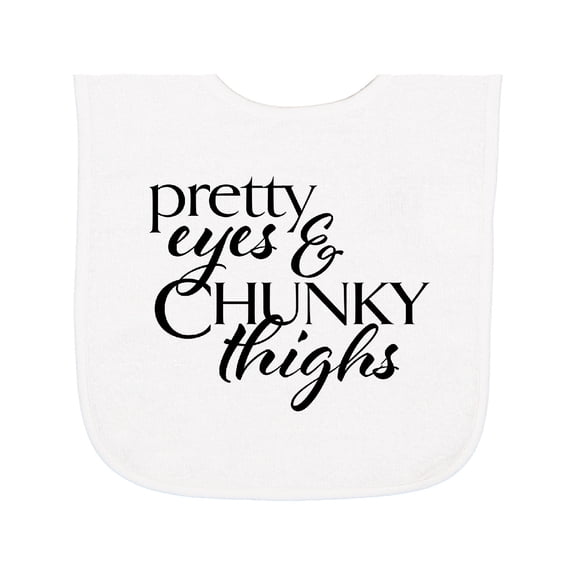 Inktastic Pretty Eyes and Chunky Thighs Baby Terry Cloth Bib