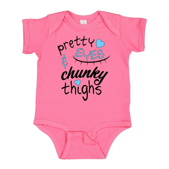 Inktastic Pretty Eyes and Chunky Thighs Blue Hearts Boys or Girls Baby Bodysuit