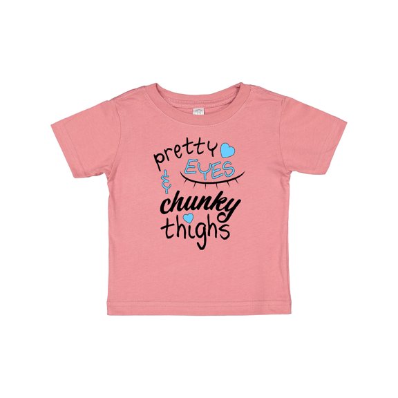 Inktastic Pretty Eyes and Chunky Thighs Blue Hearts Boys or Girls Baby T-Shirt