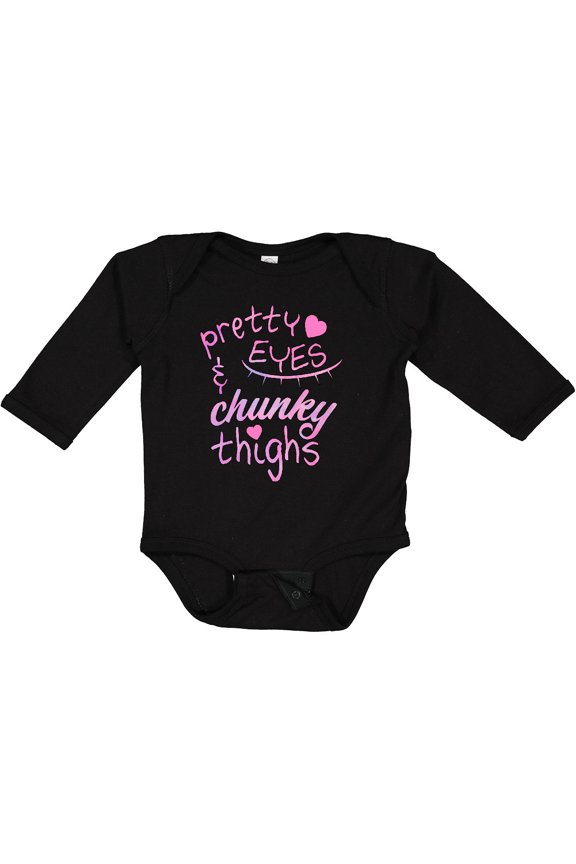 Pretty Eyes and Chunky Thighs Boys or Girls Long Sleeve Baby Bodysuit