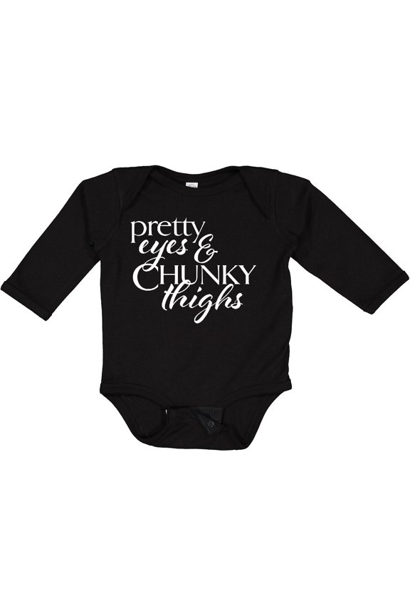 Pretty Eyes and Chunky Thighs Boys or Girls Long Sleeve Baby Bodysuit