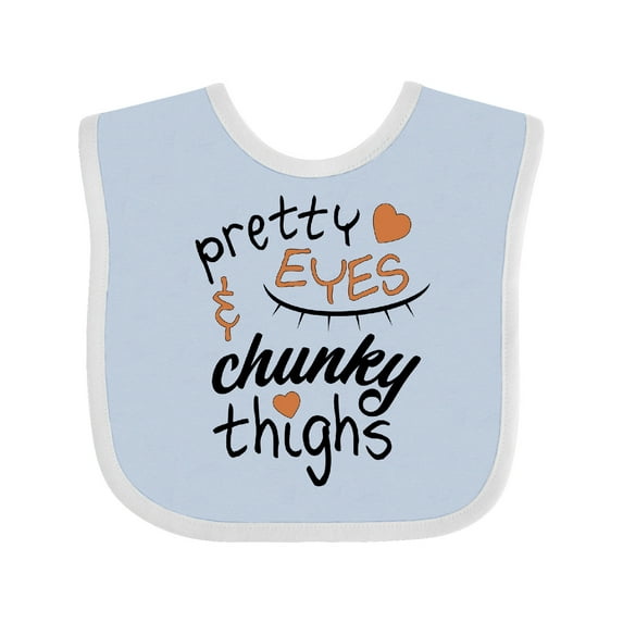 Inktastic Pretty Eyes and Chunky Thighs Brown Hearts Boys or Girls Baby Bib