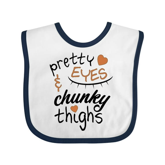 Inktastic Pretty Eyes and Chunky Thighs Brown Hearts Boys or Girls Baby Bib