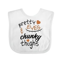Inktastic Pretty Eyes and Chunky Thighs Brown Hearts Boys or Girls Baby Bib
