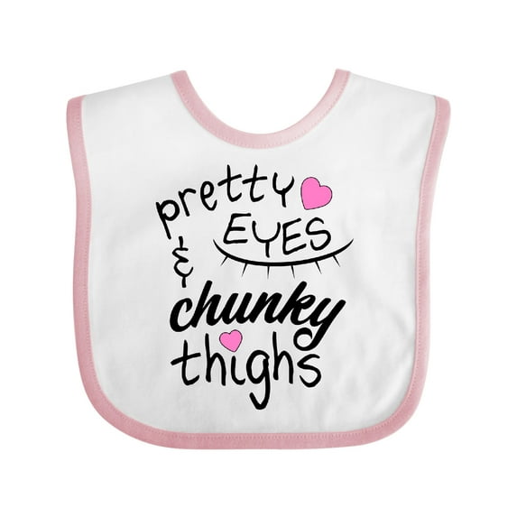 Inktastic Pretty Eyes and Chunky Thighs Pink Hearts Boys or Girls Baby Bib