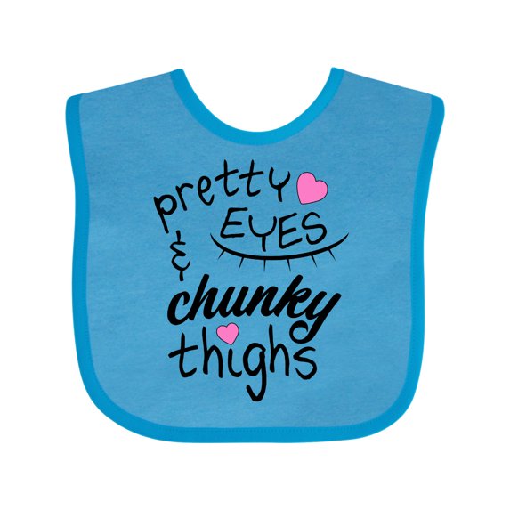 Inktastic Pretty Eyes and Chunky Thighs Pink Hearts Boys or Girls Baby Bib