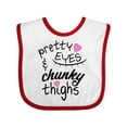 thumbnail image 1 of Inktastic Pretty Eyes and Chunky Thighs Pink Hearts Boys or Girls Baby Bib, 1 of 4