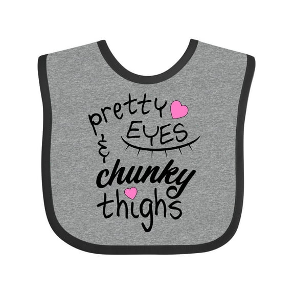 Inktastic Pretty Eyes and Chunky Thighs Pink Hearts Boys or Girls Baby Bib
