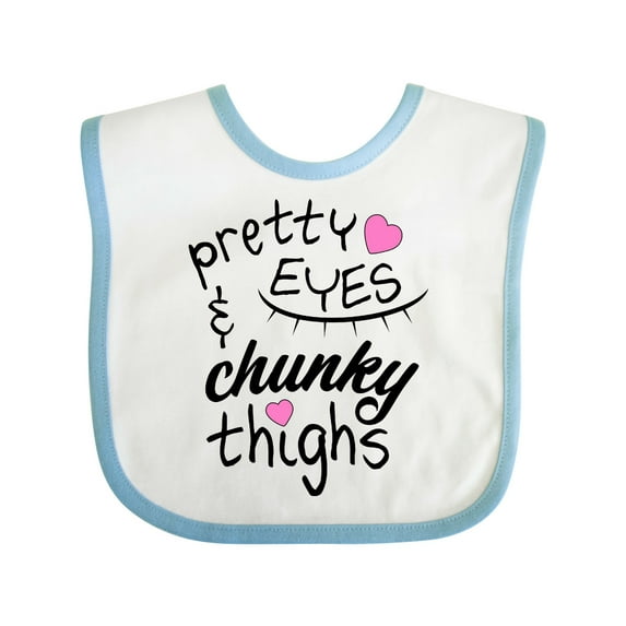 Inktastic Pretty Eyes and Chunky Thighs Pink Hearts Boys or Girls Baby Bib