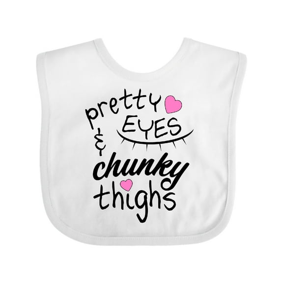 Inktastic Pretty Eyes and Chunky Thighs Pink Hearts Boys or Girls Baby Bib