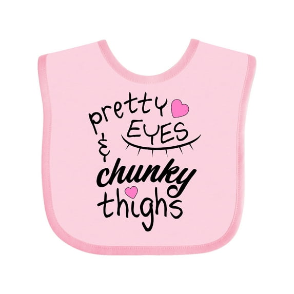 Inktastic Pretty Eyes and Chunky Thighs Pink Hearts Boys or Girls Baby Bib