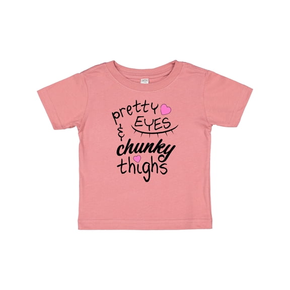 Inktastic Pretty Eyes and Chunky Thighs Pink Hearts Boys or Girls Baby T-Shirt