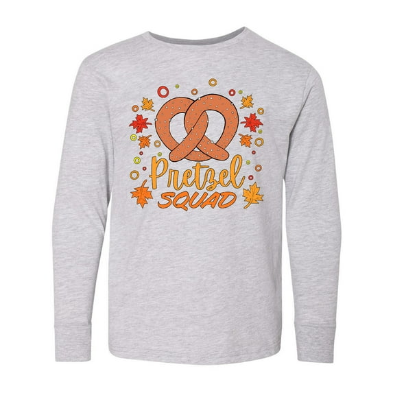Inktastic Pretzel Squad Oktoberfest Design with Fall Leaves Long Sleeve Youth T-Shirt