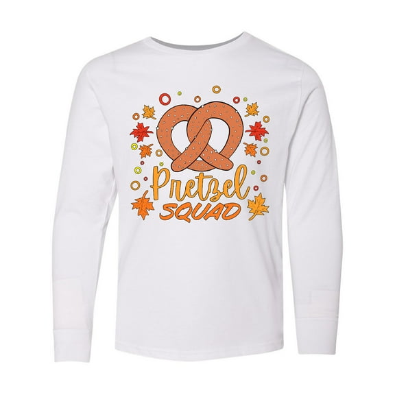 Inktastic Pretzel Squad Oktoberfest Design with Fall Leaves Long Sleeve Youth T-Shirt