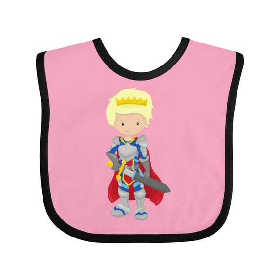 Inktastic Prince, King, Knight, Sword, Crown, Blond Hair Boys Baby Bib