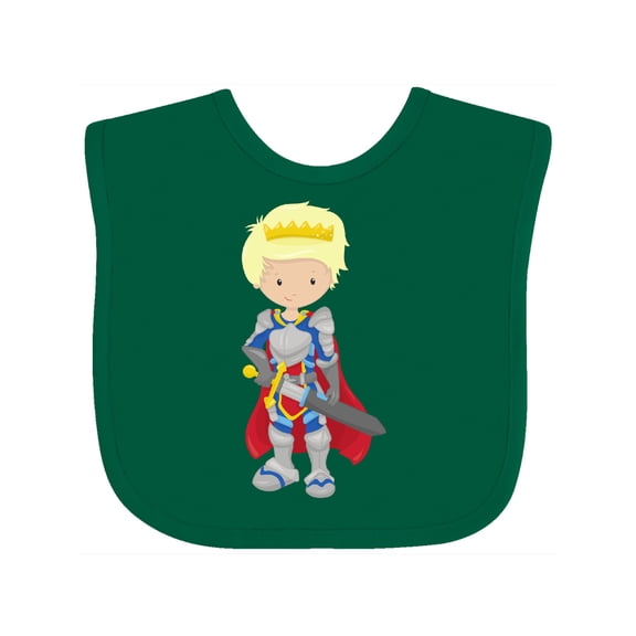 Inktastic Prince, King, Knight, Sword, Crown, Blond Hair Boys Baby Bib