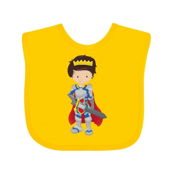 Inktastic Prince, King, Knight, Sword, Crown, Brown Hair Boys Baby Bib