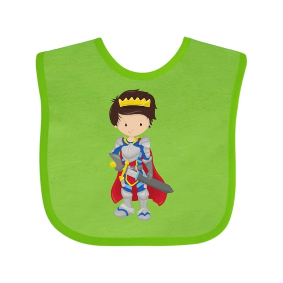 Inktastic Prince, King, Knight, Sword, Crown, Brown Hair Boys Baby Bib