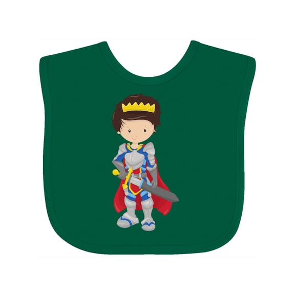 Inktastic Prince, King, Knight, Sword, Crown, Brown Hair Boys Baby Bib