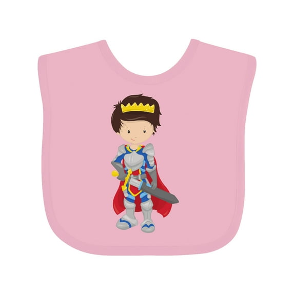 Inktastic Prince, King, Knight, Sword, Crown, Brown Hair Boys Baby Bib