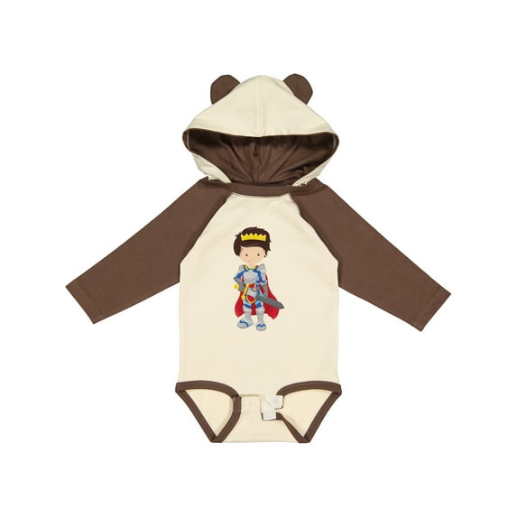 Inktastic Prince, King, Knight, Sword, Crown, Brown Hair Boys Long Sleeve Baby Bodysuit