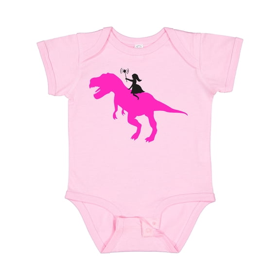 Inktastic Princess Riding Her T-rex Girls Baby Bodysuit