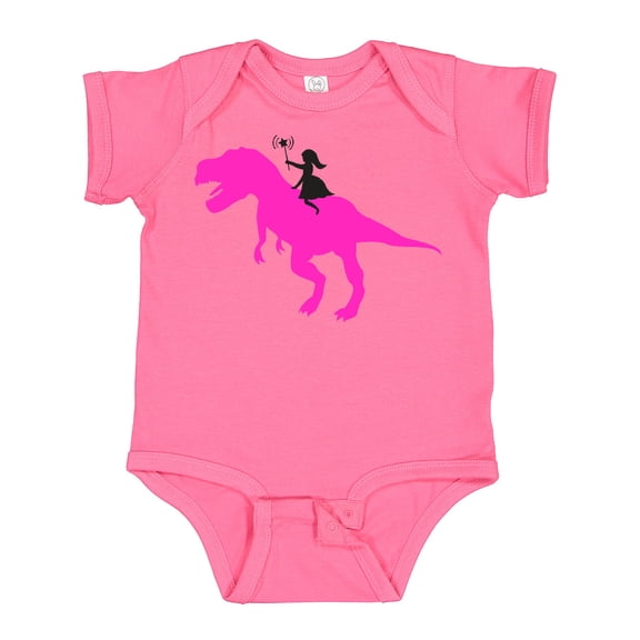Inktastic Princess Riding Her T-rex Girls Baby Bodysuit