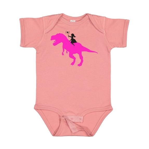 Inktastic Princess Riding Her T-rex Girls Baby Bodysuit