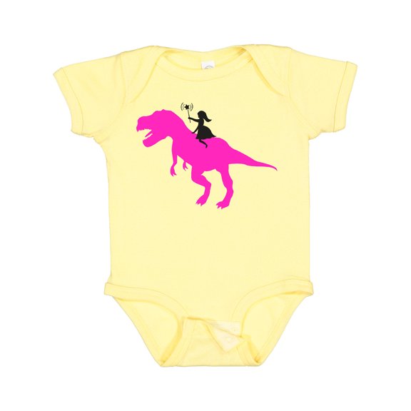 Inktastic Princess Riding Her T-rex Girls Baby Bodysuit