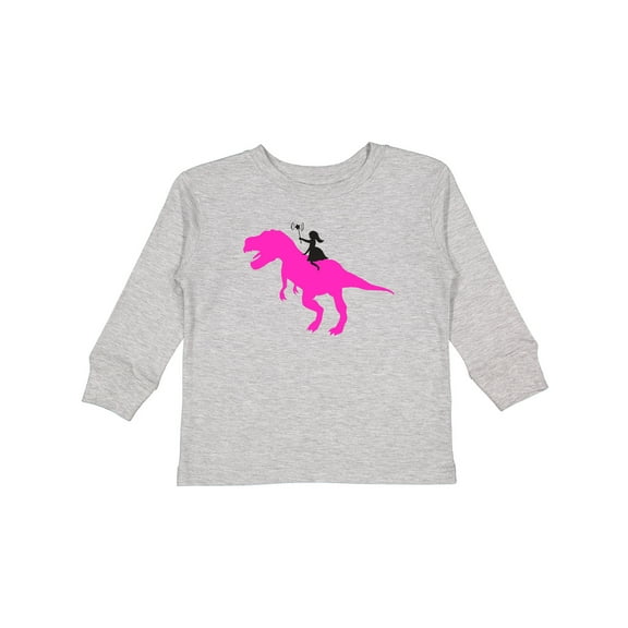 Inktastic Princess Riding Her T-rex Girls Long Sleeve Toddler T-Shirt
