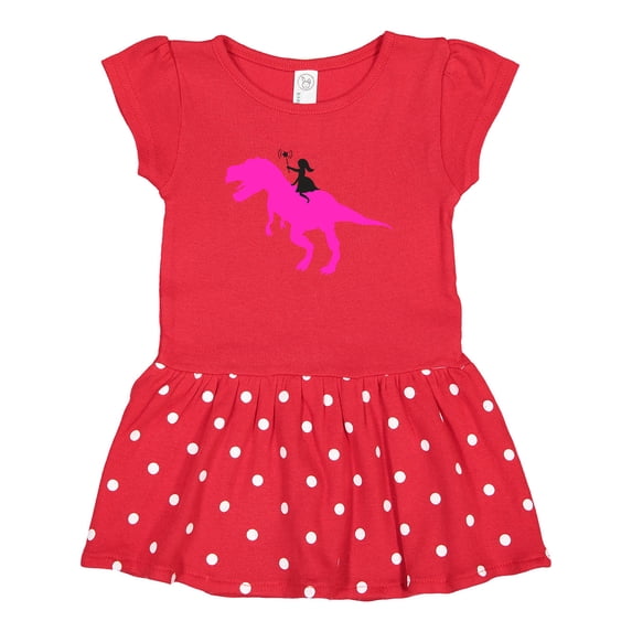 Inktastic Princess Riding Her T-Rex Girls Toddler Dress