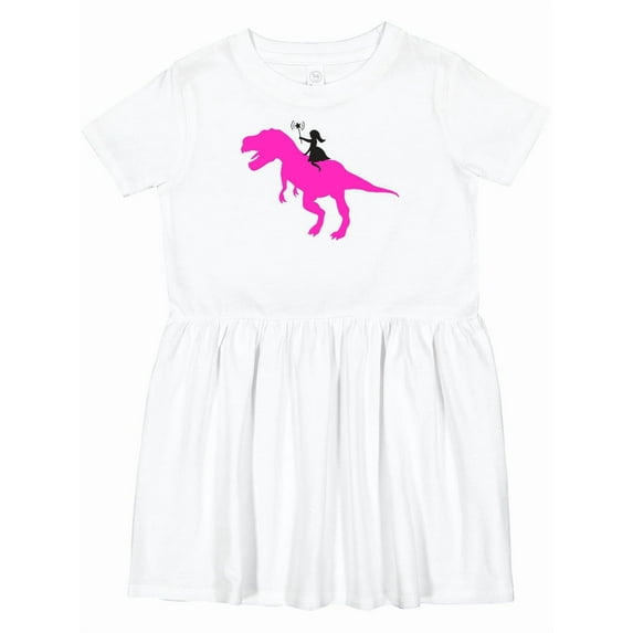 Inktastic Princess Riding Her T-rex Girls Toddler Dress