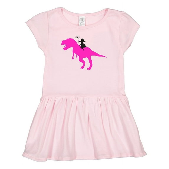 Inktastic Princess Riding Her T-Rex Girls Toddler Dress