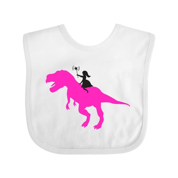 Inktastic Princess Riding Her T-rex Girls Baby Bib