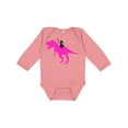 thumbnail image 1 of Inktastic Princess Riding Her T-rex Girls Long Sleeve Baby Bodysuit, 1 of 5