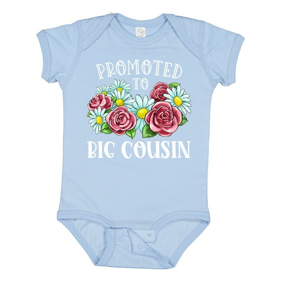 Inktastic Promoted to Big Cousin with Flowers Boys or Girls Baby Bodysuit