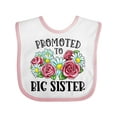 thumbnail image 1 of Inktastic Promoted to Big Sister with Flowers Girls Baby Bib, 1 of 4