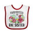 thumbnail image 1 of Inktastic Promoted to Big Sister with Flowers Girls Baby Bib, 1 of 4