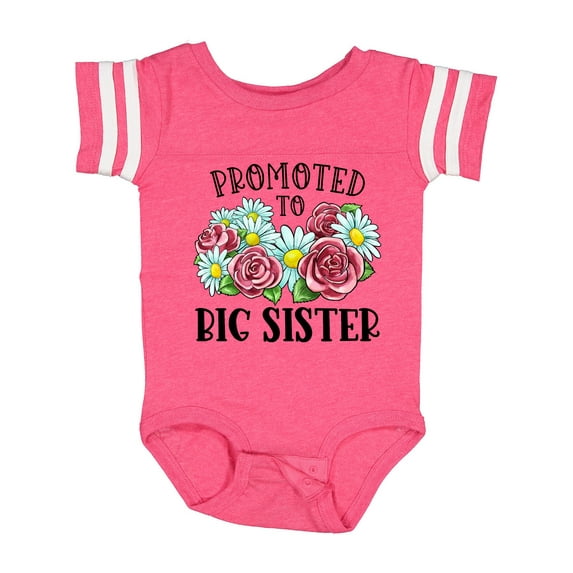 Inktastic Promoted to Big Sister with Flowers Girls Baby Bodysuit