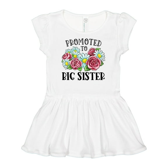 Inktastic Promoted to Big Sister with Flowers Girls Baby Dress