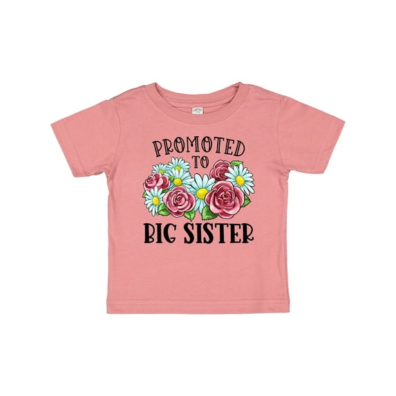 Inktastic Promoted to Big Sister with Flowers Girls Baby T-Shirt