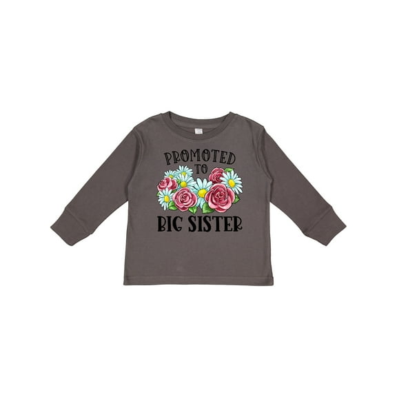 Inktastic Promoted to Big Sister with Flowers Girls Long Sleeve Toddler T-Shirt