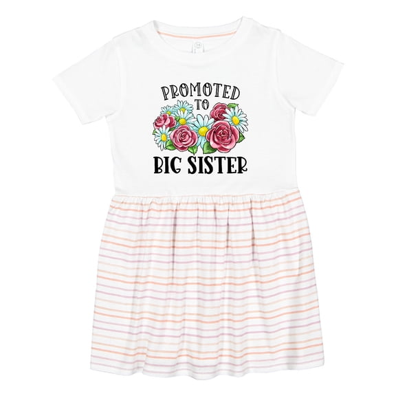 Inktastic Promoted to Big Sister with Flowers Girls Toddler Dress