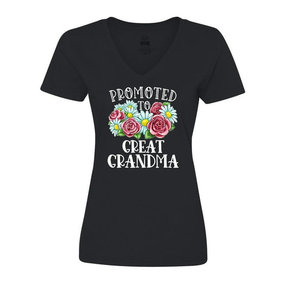 Inktastic Promoted to Great Grandma with Flowers Women's V-Neck T-Shirt