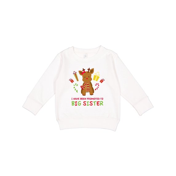 Inktastic Promoted to Sister with Christmas Reindeer Toddler Sweatshirt