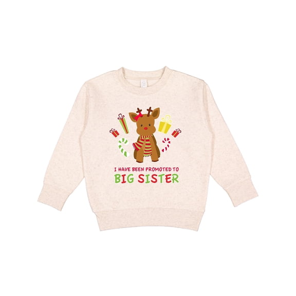 Inktastic Promoted to Sister with Christmas Reindeer Toddler Sweatshirt