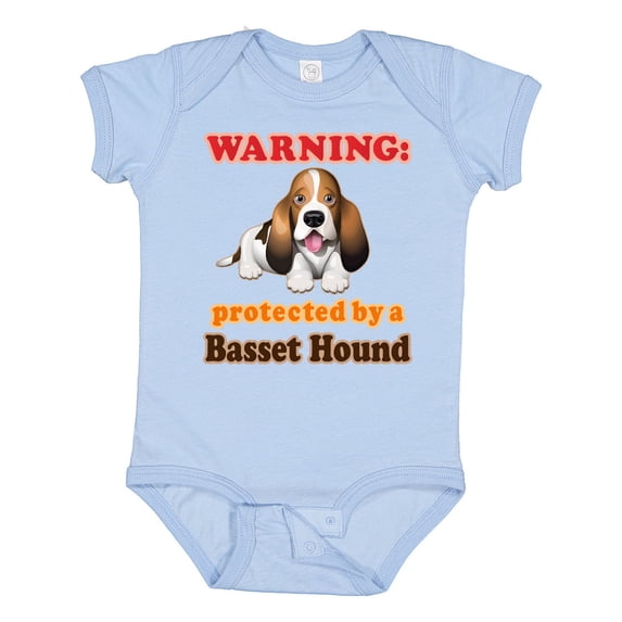 Inktastic Protected by a Basset Hound Funny Dog Boys or Girls Baby Bodysuit