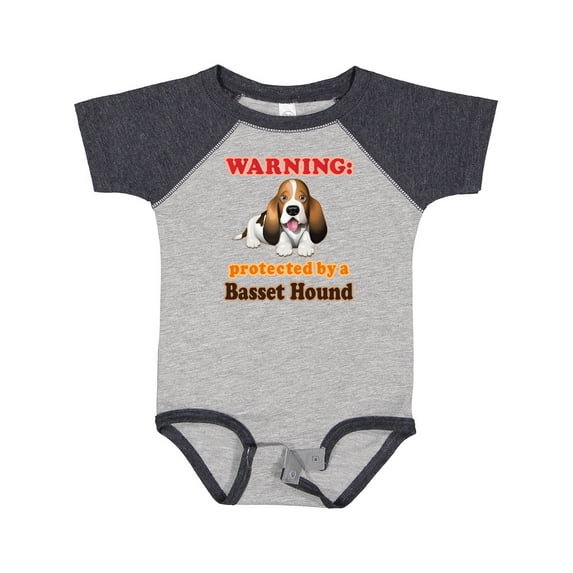 Inktastic Protected by a Basset Hound Funny Dog Boys or Girls Baby Bodysuit